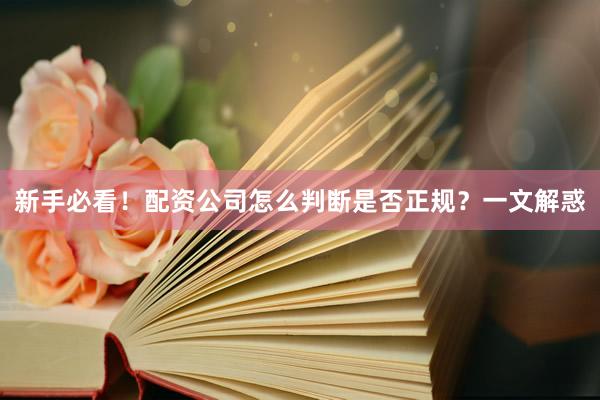 新手必看！配资公司怎么判断是否正规？一文解惑