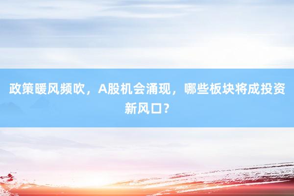 政策暖风频吹，A股机会涌现，哪些板块将成投资新风口？