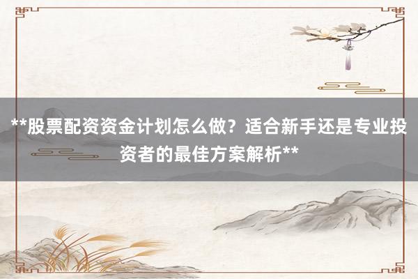 **股票配资资金计划怎么做？适合新手还是专业投资者的最佳方案解析**
